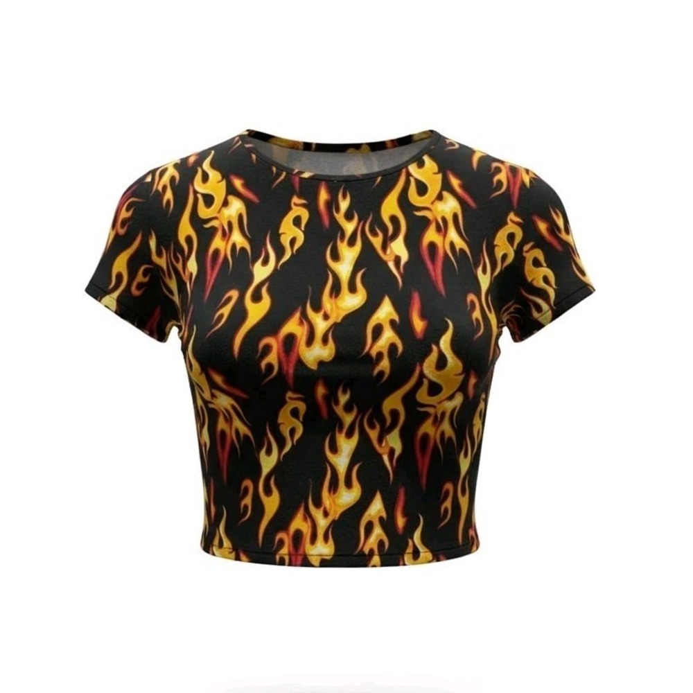 Rue21 Y2K Cropped Baby Tee   Fitted‎ Stretch Top Open Back Streetwear L